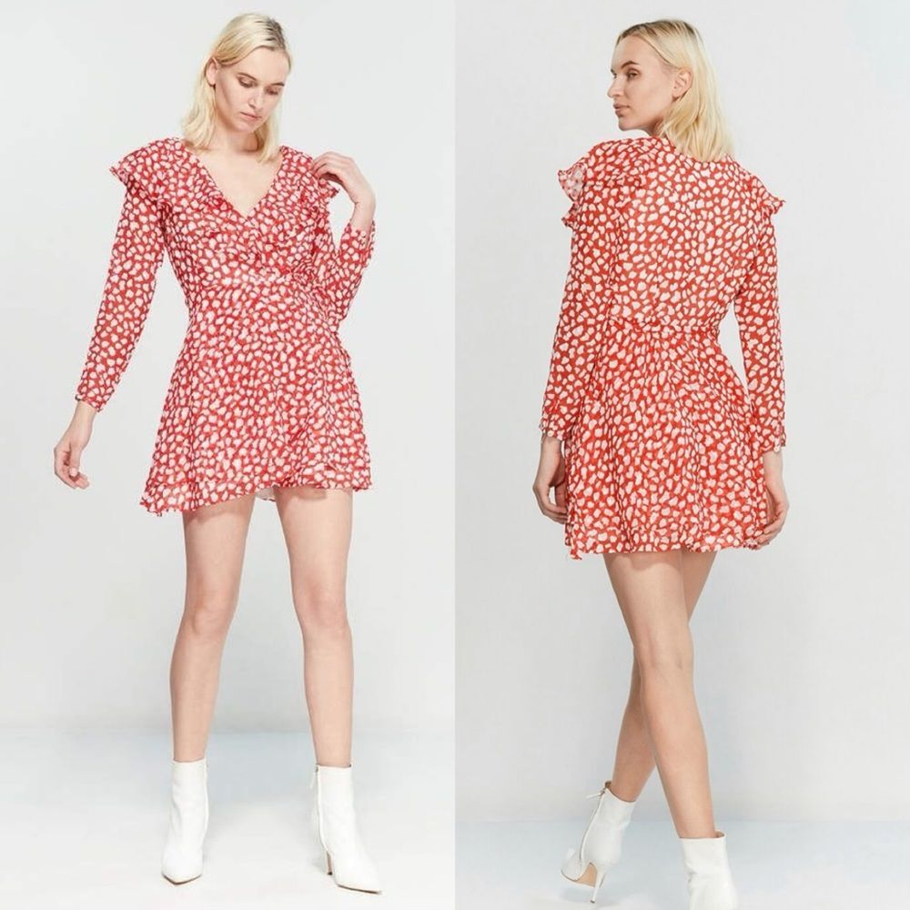 Free People Frenchie V Neck Long Sleeve Wrap Dress